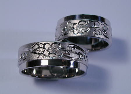 日本の彫金 手彫りの結婚指輪・マリッジリング
